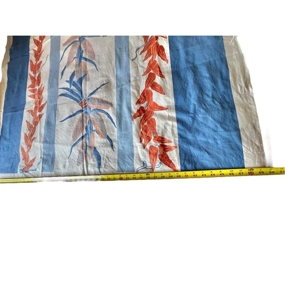 Vintage Southwest Tablecloth & 6 Napkins Set Blue & Orange Cotton Chilis Corn